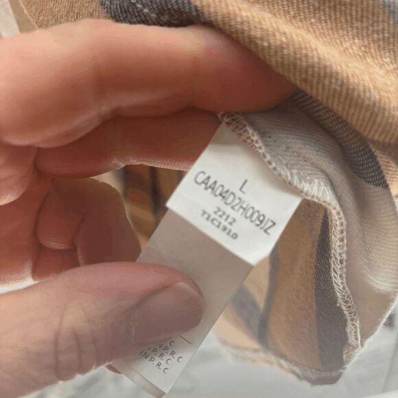 Cupshe Long Sleeve Plaid Flannel Brown White Button Shirt Size Large EUC - Picture 5 of 5